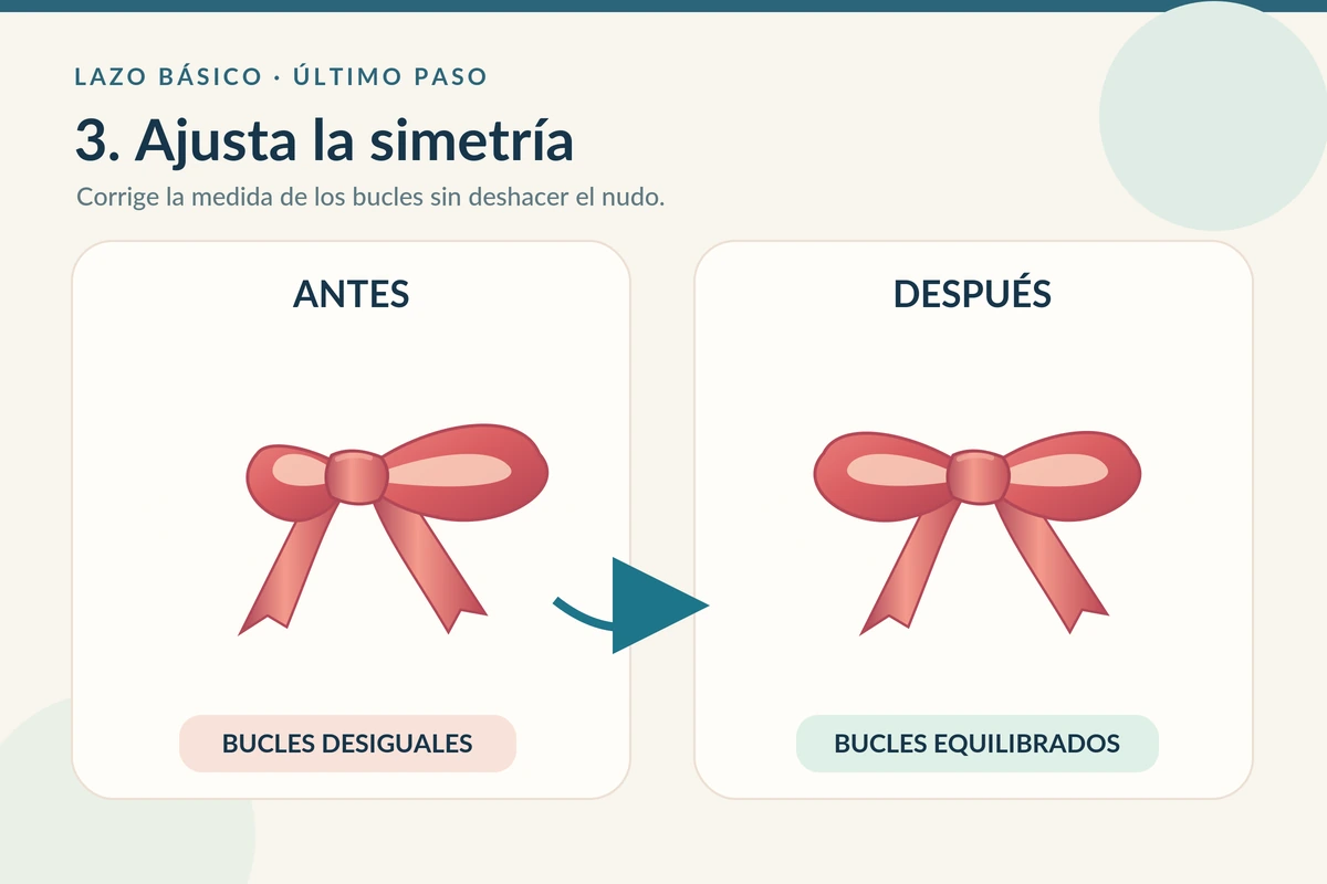 Comparación ilustrada de un lazo desigual y otro con dos bucles equilibrados